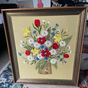 Vintage embroidered framed Lot